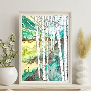 Aspen Tree Print, Autumn Aspen Print, Aspens, Tree Print, Mountain Wall Art, Home Decor, Watercolor Print, Aspen Watercolor Print, Wall Art