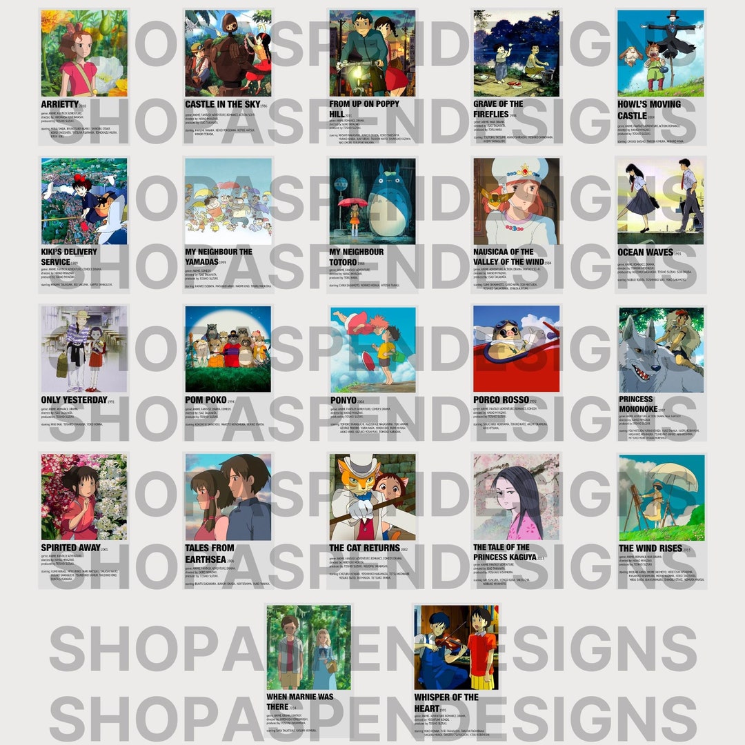 Digital Download Studio Ghibli Films Poster Pack for Wall Collages 22