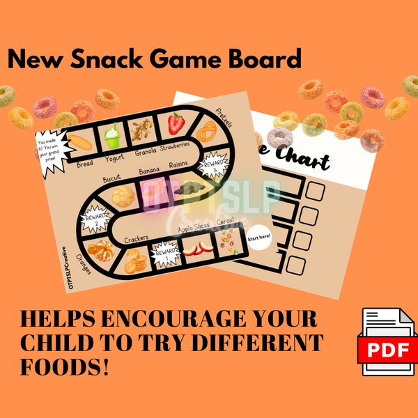 Try New Snacks! Game Board | Occupational Therapy Activities, OT Interventions, Feeding Therapy