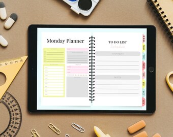Undated weekly digital planner, Weekly planner printable, Week at a glance pdf, weekly planner, Planner for ipad goodnotes, pdf
