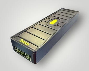Boîte à munitions de 9 mm imprimée en 3D | Peut contenir 100 cartouches | Boîte de rangement empilable pour munitions | Multicolore disponible