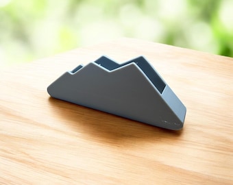 Porte-cartes de visite montagne imprimé en 3D | Organiseur de bureau moderne | Décoration de bureau minimaliste | Cadeau pour amoureux de la nature