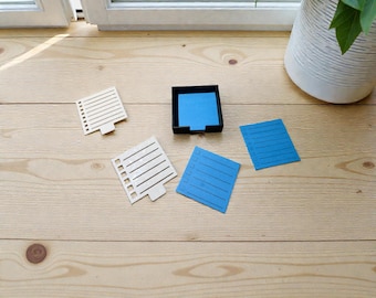 Kit de pochoirs Post-It avec base | Pochoirs Bullet Point | Organiseur de bureau imprimé en 3D | Agenda et outil de bureau
