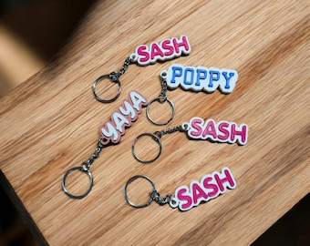 Porte-clé personnalisé | Porte-clés personnalisé imprimé en 3D | Porte-clés avec texte personnalisé | Polices et couleurs multiples | Cadeau pour enfants et adultes