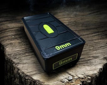 Boîte à munitions de 9 mm imprimée en 3D | Contient 50 cartouches | Boîte de rangement empilable pour munitions | Multicolore disponible