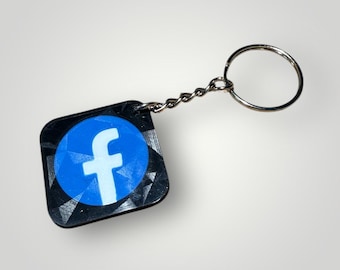 Porte-clés Facebook NFC : appuyez pour partager votre profil Facebook | Porte-clés NFC imprimé en 3D | Porte-clés pour réseaux sociaux | Tag NFC personnalisé