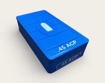 Mallette à munitions 45 ACP imprimée en 3D | Contient 50 cartouches | Boîte de rangement empilable pour munitions | Multicolore disponible