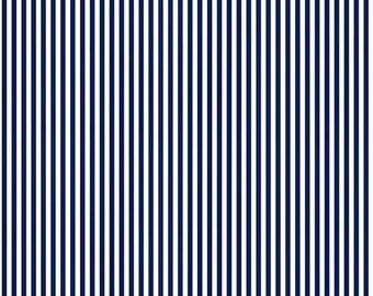 END OF BOLT 16"x44" - 1/8 Inch Navy Stripe Fabric – Riley Blake Small Striped Cotton Quilting Fabric