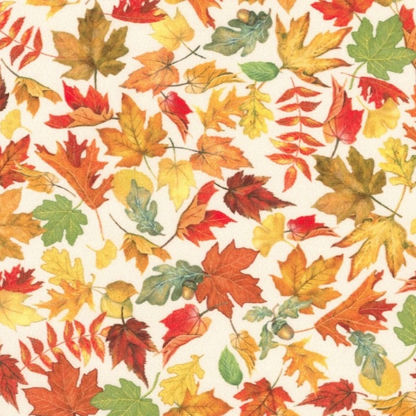 Fall Leaves Cotton Fabric by Mary Lake - Thompson for Robert Kaufman Fabrics - Quality Quilting Fabric, Leaves Quilt Fabric