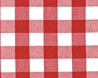 END OF BOLT 20"x44" - 1 Inch Red and White Gingham Fabric – Carolina Cotton by Robert Kaufman – Quilting Cotton