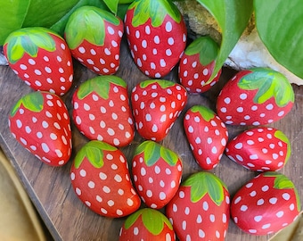 Strawberry Painted Rocks