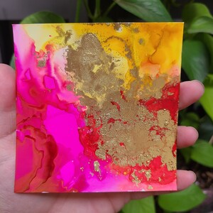 Rainbow Art Alcohol Ink Colorful Wall Art Abstract Street Art Style Ink Gold Art -  Study #9 Original Painting