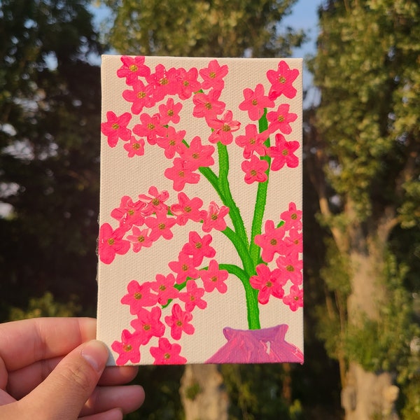 Pink Starflowers Original Painting