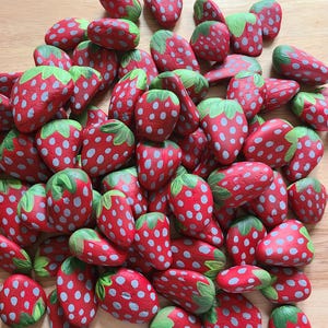 10 count Assorted Strawberry Painted Rocks Variety PACK OF 10 ROCKS (10 count) - Keep Birds from Eating Your Strawberries!