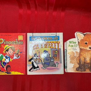 Lote de libros infantiles antiguos: Pinocho, El bueno, el malo y Piolín, y ¿Quién soy yo? Libros de tapa dura