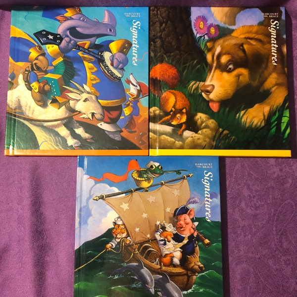 Signatures Book Bundle, Rhythm and Rhyme, All Smiles, and Full Sails, School Reading Books, First Edition Hardcover Book, 1997