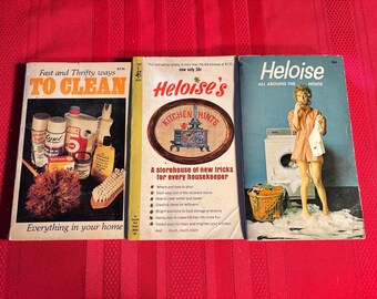 Lot de livres brochés, vintage, Nettoyage rapide et économe, Héloïse dans toute la maison, Astuces de cuisine d'Héloïse, Livres de nettoyage
