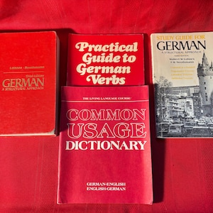 German Book Bundle, A Structural Approach, Study Guide, Practical Guide to German Verbs, Common Usage Dictionary, Hardcover Book,