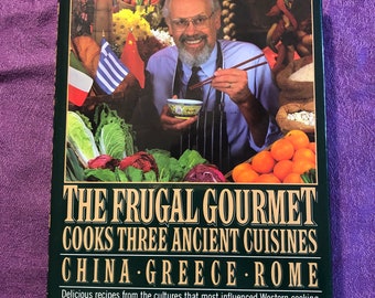 El gourmet frugal cocina tres cocinas antiguas: China, Grecia y Roma, de Jeff Smith, primera edición, libro de tapa dura, 1989, libro de cocina vintage
