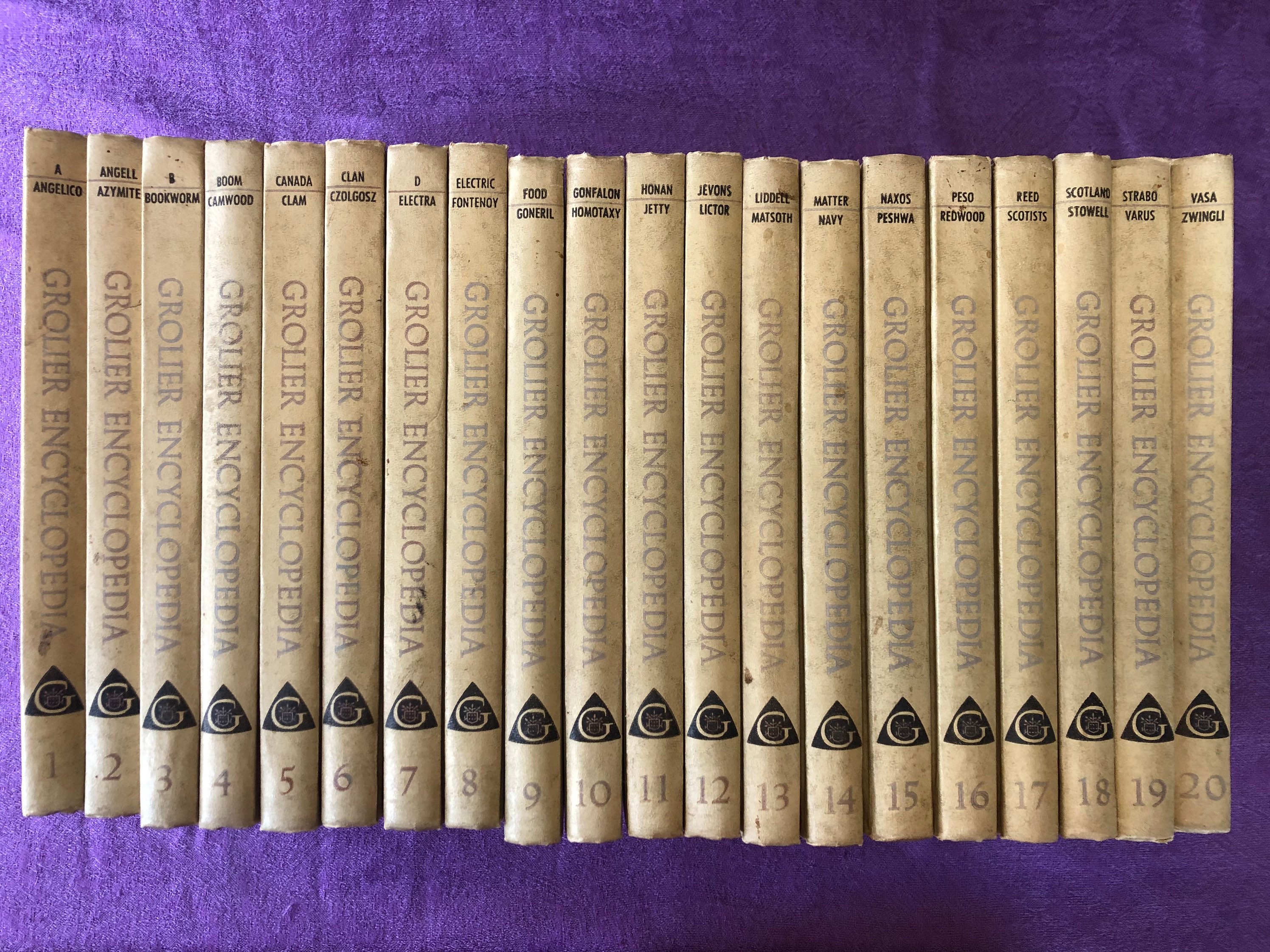 Vintage Grolier Encyclopedia Complete Set, 20 Hardcover Books