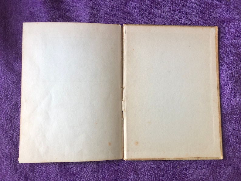 May include: A blank, open book with white pages and a brown cover. The book is lying flat on a purple surface.
