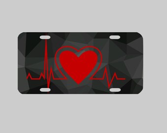 Heartbeat License Plate | License Plate Tag | Sublimation License Plate  | Custom License Plate