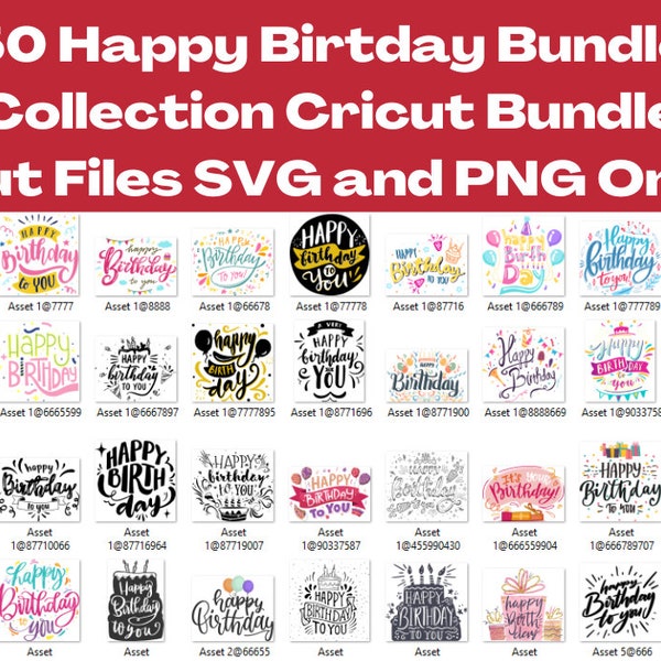 Alles Gute zum Geburtstag Cricut Bundle SVG PNG | 50 alles Gute zum Geburtstag SVG-Dateien, alles Gute zum Geburtstag Bundle