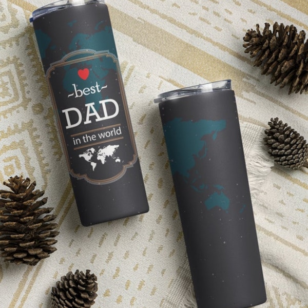 Miglior papà nel mondo 20oz & 30oz Skinny Tumbler Wrap / Fathers day Gift PNG Sublimation Tumbler Template /JPEG / Dad Tumbler Wrap