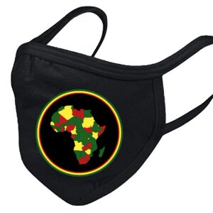 Carte de l'Afrique Masque facial respirant en coton 2 couches réutilisable pour adulte multicolore | Masque facial en coton Gildan | Cadeau cool de masque facial d'Afrique