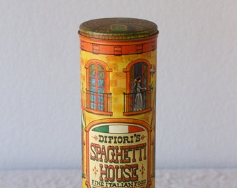 Vintage Pasta Tin - Difiori's Spaghetti House Tin - Unique Food Storage