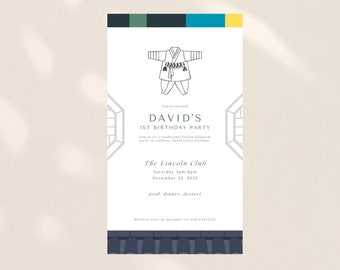 Customizable Korean Hanbok First Birthday Mobile Invitation (Digital Download)