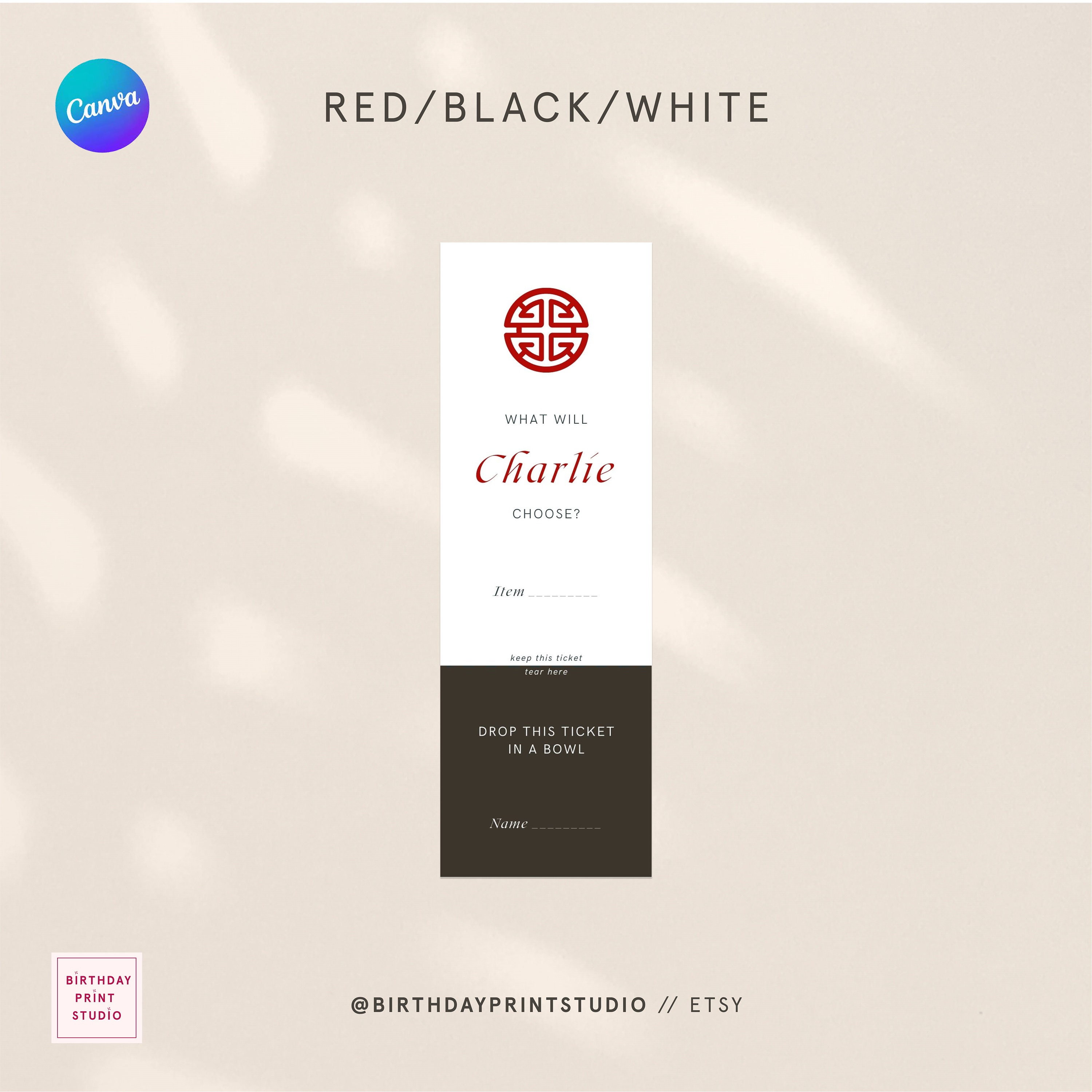 Zhua Zhou Set, Red Zhua Zhou Raffle Ticket, Raffle and Labels, Chinese ...
