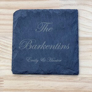 Stack of 4 Slate Drink Coasters l Engraved Coasters l Wedding Gift l House Warming Present