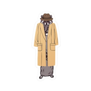 Gänzlich NICHT 3 Waschbären in einem Trenchcoat-Aufkleber DnD Meme Humor Vinyl Aufkleber