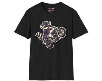 Wheelies Are for Girl Raccoons T Shirt  Motorcycle Raccoon Graphic Tee  Biker Girl Wildlife Shirt