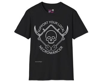 Camiseta Apoie o Necromante Local Camiseta Gótica Oculta Humor Negro Presente Necromante