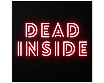 Dead Inside Dark Humor Vinyl Sticker Moody Goth Water Bottle Decal