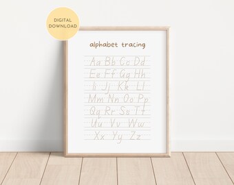 Impresión educativa del alfabeto, actividad de aprendizaje, sala de juegos, aula, arte escolar, Montessori ABC imprimible, descarga digital