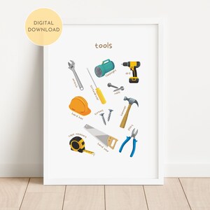 Herramientas Impresión educativa, Póster de aprendizaje, Sala de juegos, Aula, Escuela en casa, Decoración de arte de pared, Educación para niños pequeños imprimible, DESCARGA DIGITAL
