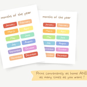 Months of the Year Educational Print, Playroom Learning Decor ...