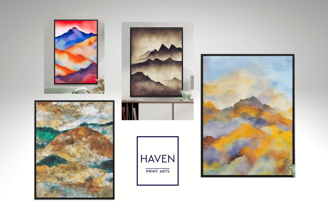 Modern Mountain Wall Art Landscape Wall Art Home Decor Lakeside Print