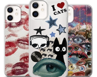 Mood Board Phone Case Art Collage Gorecore Eye Cover for iPhone  14 13 12 11 X 8 Samsung A13 S22 A73 A53 Huawei P40 P50 Pixel 7 6 6 Pro