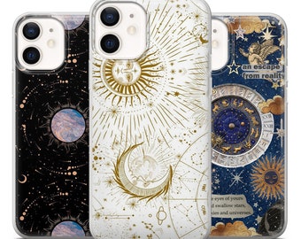 Funda de teléfono Astrológica Star Moon Funda de arte celestial para iPhone 14 13 12 11 X 8 Samsung A14 S23 A73 A53 Huawei P40 P50 Pixel 7 6 6 Pro