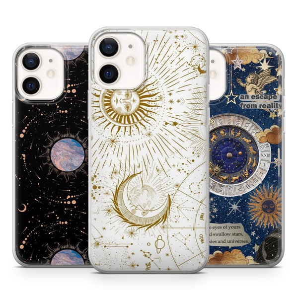 Astrological Star Moon Phone Case Celestial Art Cover for iPhone  14 13 12 11 X 8 Samsung A14 S23 A73 A53 Huawei P40 P50 Pixel 7 6 6 Pro