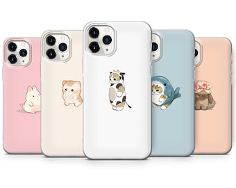 Süße Katze Handyhülle Niedliche Kaninchen Abdeckung für iPhone 15 14 13 12 11 X Samsung A13 S22 A73 A53 Huawei P30 Pixel 8 7 6 6 Pro OnePlus 9