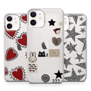 Art Collage Phone Case Heart Stars Cover for iPhone  15 14 13 12 11 X 8 Samsung A14 S23 A73 A53 Huawei P40 Pixel 8 7 6 6 Pro OnePlus 9