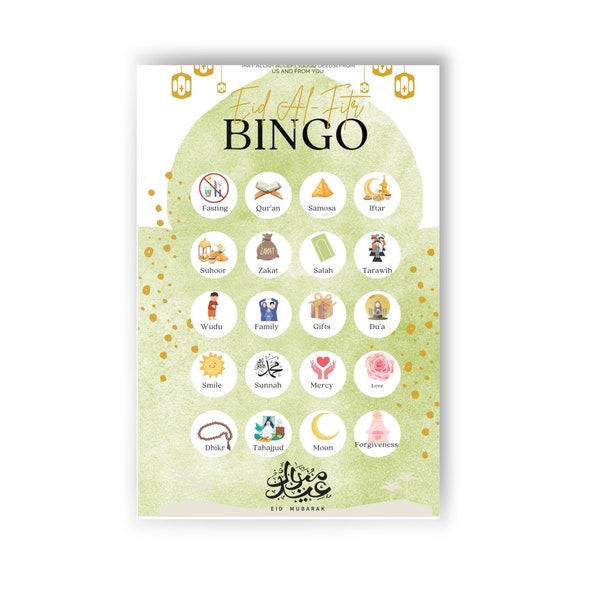 Eid Bingo Printable for Kids | Eid Game for Children | Toddler Digital Download Ramadan Bingo, Gift for Eid, Muslim, Islamic, Fitr, Holiday