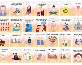Ramadán imprimible para niños / Desafío de 30 días / Tarjeta de escrituras de Ramadán para niños / Descarga digital para niños pequeños Actividad de Ramadán / Regalo para Eid
