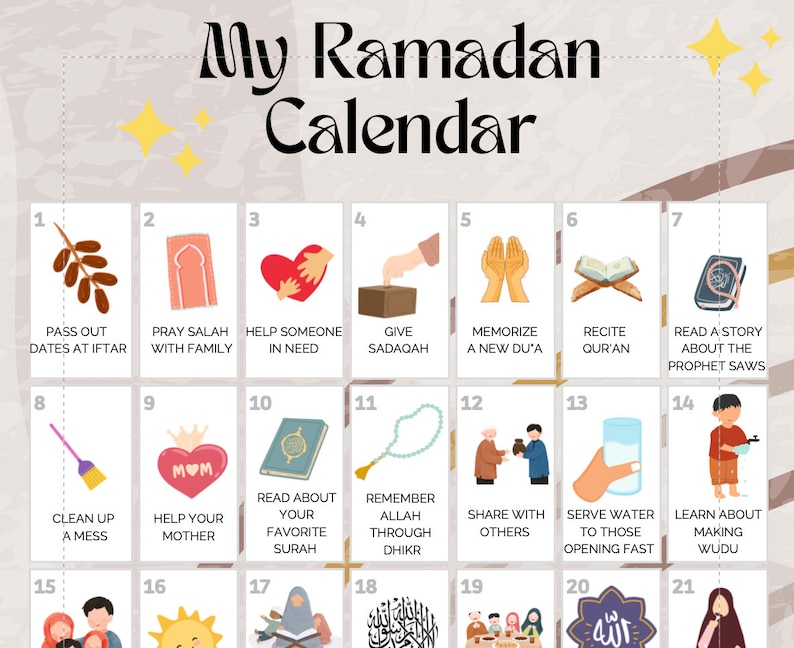 Ramadan Printable for Kids Ramadan Calendar for Children Toddler