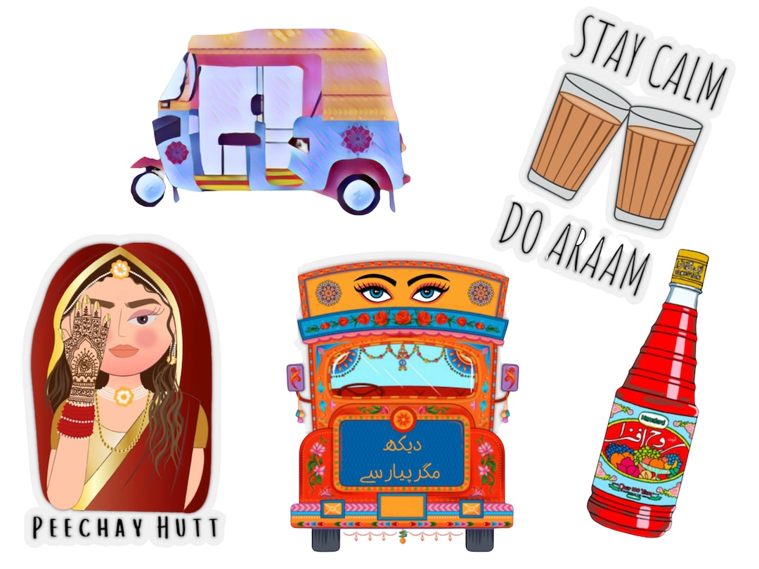 Desi Sticker Pack Truck Art Pakistan Urdu Vintage Vinyl Sticker Funny
